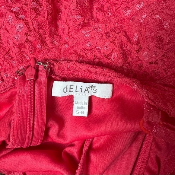 VINTAGE 90s Y2K DELIA’S Floral Lace Fit & Flare Skater Dress-Watermelon Size S - Picture 3 of 4